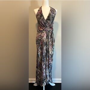 Haute Hippie Silk Dress NWT Faux Wrap Halter Maxi size Small